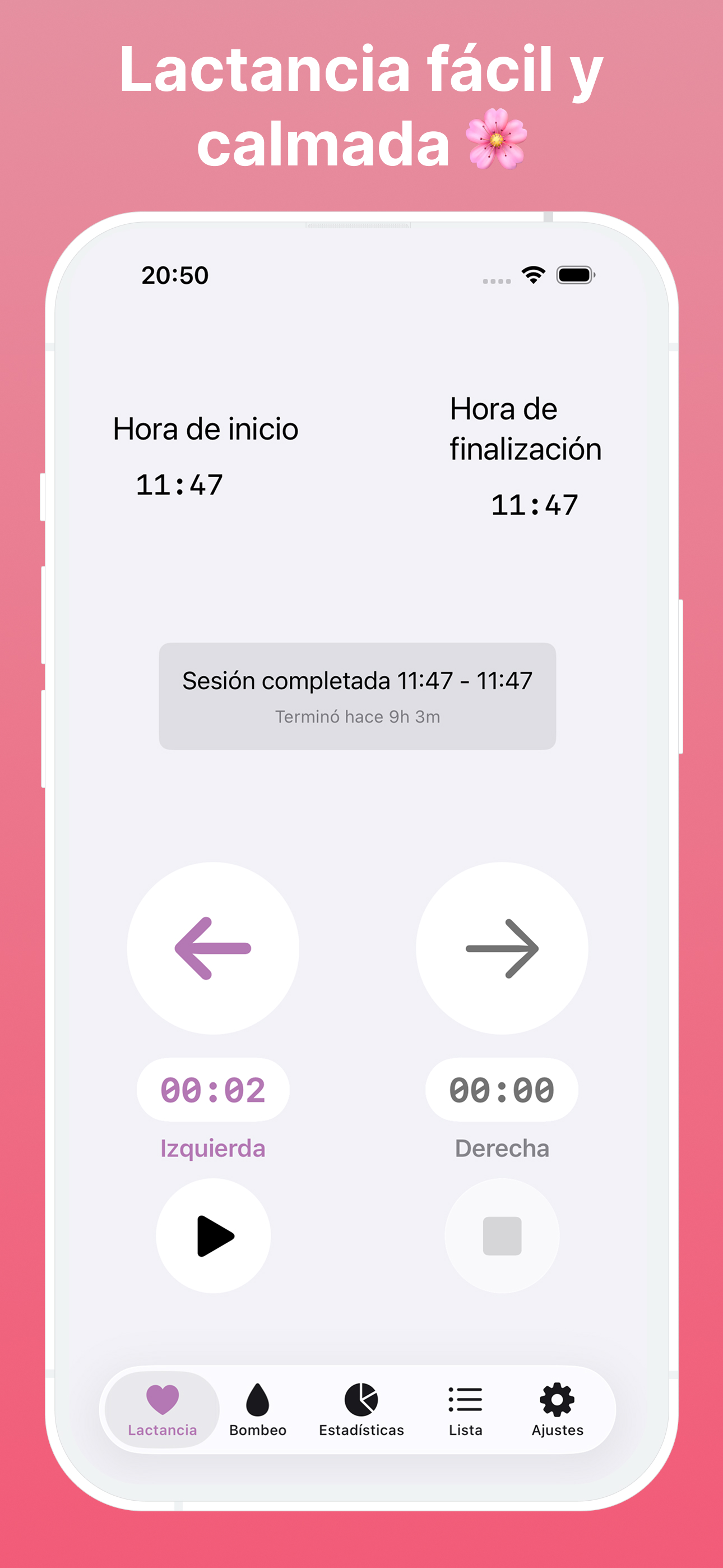 La aplicación de lactancia más simple